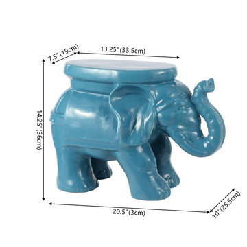 White Elephant 14.2" Ceramic Garden Stool